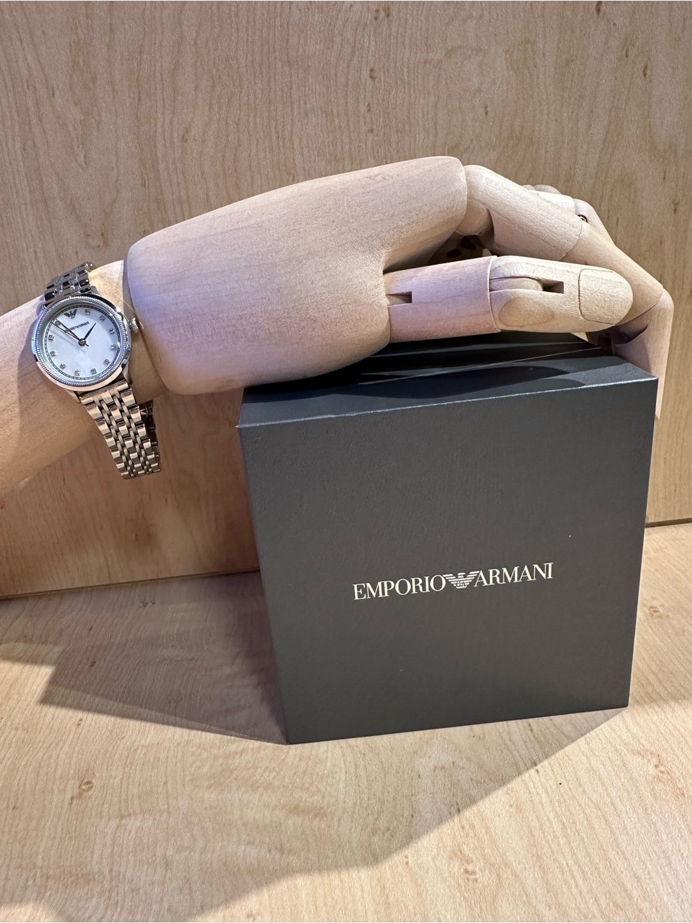 Emporio Armani Silver Stainless Steel Bracelet Watch with White Dial